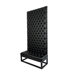 Ławka z Panelem Ściennym Pikowanym Siedzisko Pikowane Ekoskóra Czarna LPPK-33 Rozmiary od 50 cm do 100 cm