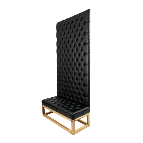 Ławka z Panelem Ściennym Pikowanym Siedzisko Pikowane Ekoskóra Czarna LPPK-33 Rozmiary od 50 cm do 100 cm