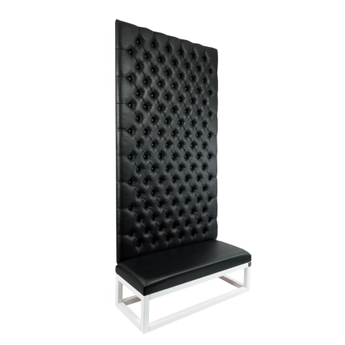 Ławka z Panelem Ściennym Pikowanym Siedzisko Gładkie Ekoskóra Czarna LPPK-34 Rozmiary od 50 cm do 100 cm