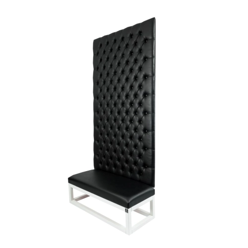 Ławka z Panelem Ściennym Pikowanym Siedzisko Gładkie Ekoskóra Czarna LPPK-34 Rozmiary od 50 cm do 100 cm