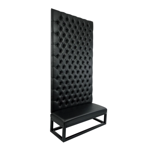 Ławka z Panelem Ściennym Pikowanym Siedzisko Gładkie Ekoskóra Czarna LPPK-34 Rozmiary od 50 cm do 100 cm