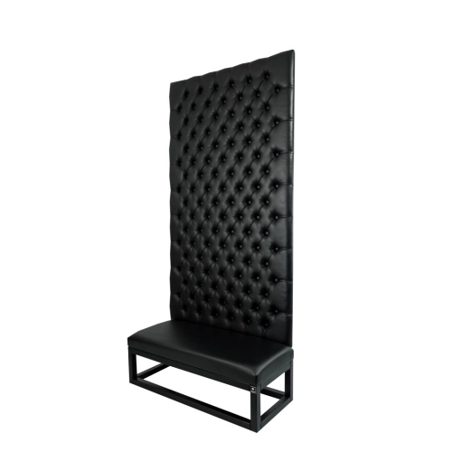 Ławka z Panelem Ściennym Pikowanym Siedzisko Gładkie Ekoskóra Czarna LPPK-34 Rozmiary od 50 cm do 100 cm