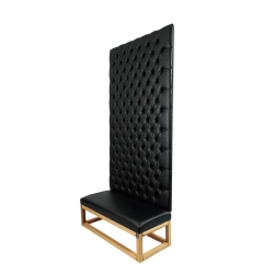 Ławka z Panelem Ściennym Pikowanym Siedzisko Gładkie Ekoskóra Czarna LPPK-34 Rozmiary od 50 cm do 100 cm