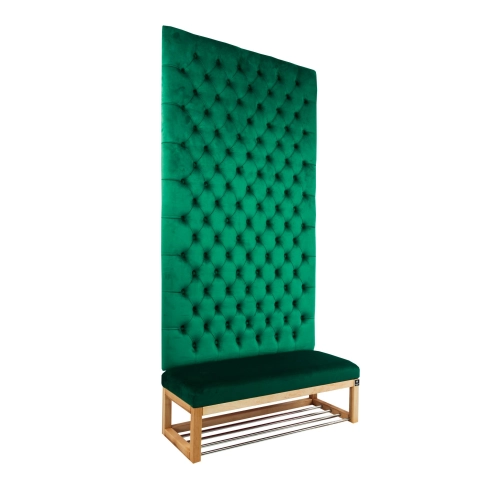 Ławka z Panelem Ściennym Pikowanym Siedzisko Gładkie Butelkowa Zieleń LPPK-35 Rozmiary od 50 cm do 100 cm