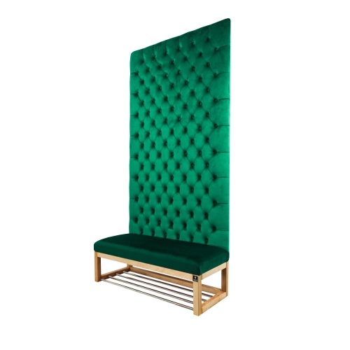 Ławka z Panelem Ściennym Pikowanym Siedzisko Gładkie Butelkowa Zieleń LPPK-35 Rozmiary od 50 cm do 100 cm