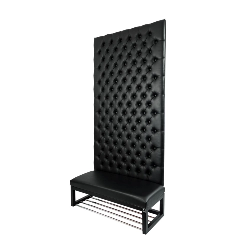 Ławka z Panelem Ściennym Pikowanym Siedzisko Gładkie Ekoskóra Czarna LPPK-35 Rozmiary od 50 cm do 100 cm