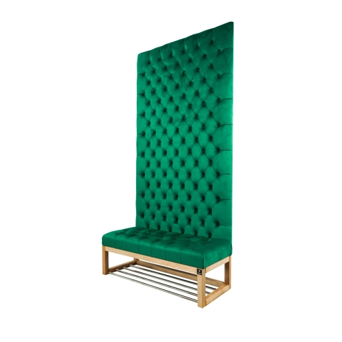 Ławka z Panelem Ściennym Pikowanym Siedzisko Pikowane Butelkowa Zieleń LPPK-36 Rozmiary od 50 cm do 100 cm