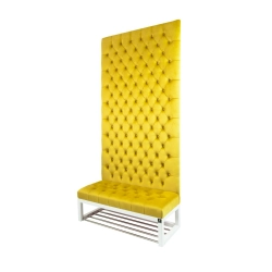 Ławka z Panelem Ściennym Pikowanym  Siedzisko Pikowane Cytrynowa Żółcień  LPPK-36 Rozmiary od 50 cm do 100 cm
