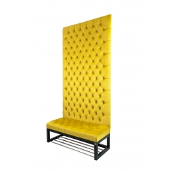 Ławka z Panelem Ściennym Pikowanym Siedzisko Pikowane Cytrynowa Żółcień   LPPK-36 Rozmiary od 50 cm do 100 cm