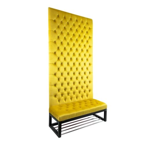 Ławka z Panelem Ściennym Pikowanym Siedzisko Pikowane Cytrynowa Żółcień   LPPK-36 Rozmiary od 50 cm do 100 cm