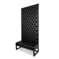 Ławka z Panelem Ściennym Pikowanym Siedzisko Ekoskóra Czarna  LPPK-36 Rozmiary od 50 cm do 100 cm