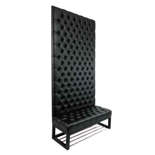 Ławka z Panelem Ściennym Pikowanym Siedzisko Ekoskóra Czarna  LPPK-36 Rozmiary od 50 cm do 100 cm