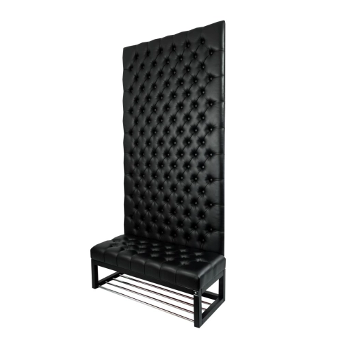 Ławka z Panelem Ściennym Pikowanym Siedzisko Ekoskóra Czarna  LPPK-36 Rozmiary od 50 cm do 100 cm