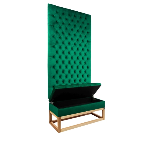 Mini Kufer z Panelem Ściennym Siedzisko Pikowane Butelkowa Zieleń  LPPK-37 Rozmiary od 50 cm do 100 cm