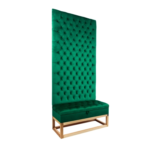 Mini Kufer z Panelem Ściennym Siedzisko Pikowane Butelkowa Zieleń  LPPK-37 Rozmiary od 50 cm do 100 cm