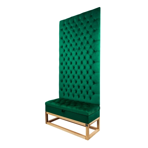 Mini Kufer z Panelem Ściennym Siedzisko Pikowane Butelkowa Zieleń  LPPK-37 Rozmiary od 50 cm do 100 cm