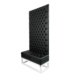 Mini Kufer z Panelem Ściennym Siedzisko Pikowane Ekoskóra Czarna  LPPK-37 Rozmiary od 50 cm do 100 cm