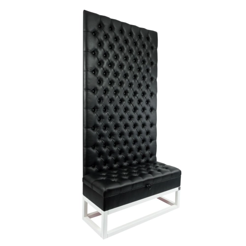 Mini Kufer z Panelem Ściennym Siedzisko Pikowane Ekoskóra Czarna  LPPK-37 Rozmiary od 50 cm do 100 cm
