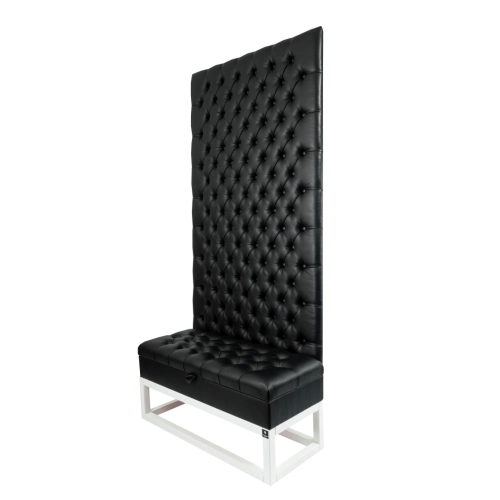 Mini Kufer z Panelem Ściennym Siedzisko Pikowane Ekoskóra Czarna  LPPK-37 Rozmiary od 50 cm do 100 cm