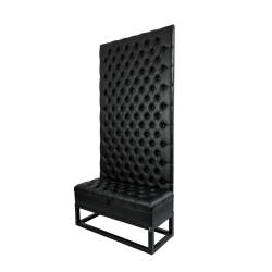 Mini Kufer z Panelem Ściennym  Siedzisko Pikowane Ekoskóra Czarna  LPPK-37 Rozmiary od 50 cm do 100 cm