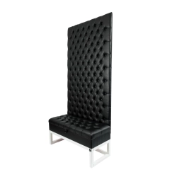 Mini Kufer z Panelem Ściennym  Siedzisko Pikowane Ekoskóra Czarna LPPK-38 Rozmiary od 50 cm do 100 cm