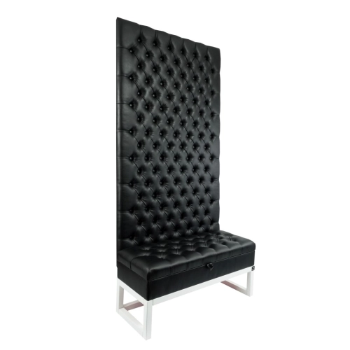 Mini Kufer z Panelem Ściennym  Siedzisko Pikowane Ekoskóra Czarna LPPK-38 Rozmiary od 50 cm do 100 cm