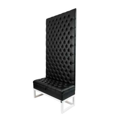 Mini Kufer z Panelem Ściennym  Siedzisko Pikowane Ekoskóra Czarna LPPK-38 Rozmiary od 50 cm do 100 cm