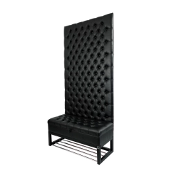 Mini Kufer z Panelem Ściennym Siedzisko Pikowane Ekoskóra Czarna LPPK-39 Rozmiary od 50 cm do 100 cm