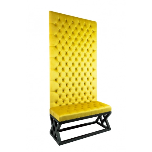 Ławka Metalowa z Panelem Ściennym Pikowanym Siedzisko Pikowane Cytrynowa Żółcień LPPK-43 Rozmiary od 50 cm do 100 cm