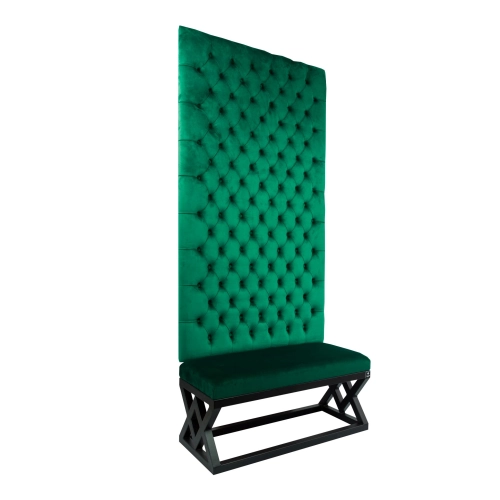 Ławka Metalowa z Panelem Ściennym Pikowanym Siedzisko Gładkie Butelkowa Zieleń LPPK-44 Rozmiary od 50 cm do 100 cm