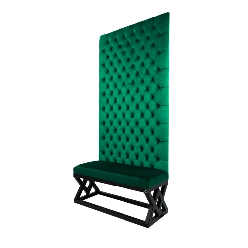 Ławka Metalowa z Panelem Ściennym Pikowanym Siedzisko Gładkie Butelkowa Zieleń LPPK-44 Rozmiary od 50 cm do 100 cm