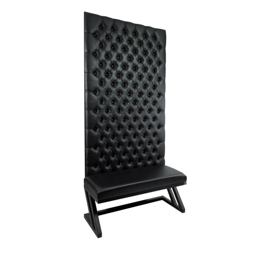 Ławka Metalowa z Panelem Ściennym Pikowanym Siedzisko Gładkie Czarna Ekoskóra LPPK-48 Rozmiary od 50 cm do 100 cm