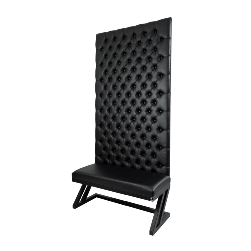 Ławka Metalowa z Panelem Ściennym Pikowanym Siedzisko Gładkie Czarna Ekoskóra LPPK-48 Rozmiary od 50 cm do 100 cm