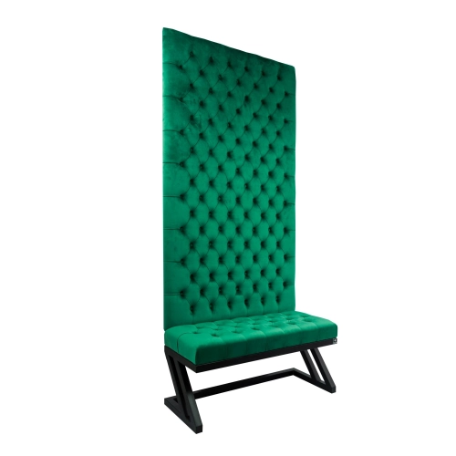 Ławka Metalowa z Panelem Ściennym Pikowanym Siedzisko Pikowane Butelkowa Zieleń LPPK-49 Rozmiary od 50 cm do 100 cm