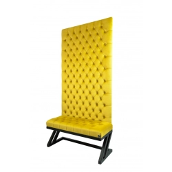 Ławka Metalowa z Panelem Ściennym Pikowanym Siedzisko Pikowane Cytrynowa Żółcień LPPK-49 Rozmiary od 50 cm do 100 cm