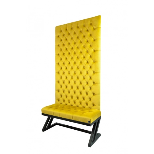 Ławka Metalowa z Panelem Ściennym Pikowanym Siedzisko Pikowane Cytrynowa Żółcień LPPK-49 Rozmiary od 50 cm do 100 cm