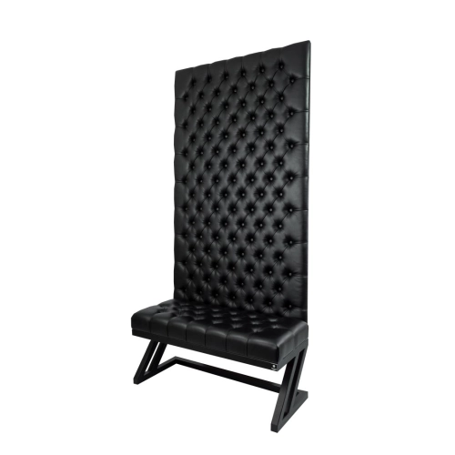 Ławka Metalowa z Panelem Ściennym Pikowanym Siedzisko Pikowane Czarna Ekoskóra LPPK-49 Rozmiary od 50 cm do 100 cm