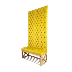 Ławka z Panelem Ściennym Pikowanym Siedzisko Pikowane Cytrynowa Żółcień LPPK-5 Rozmiary od 50 cm do 100 cm