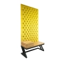 Ławka Metalowa z Panelem Ściennym Pikowanym Cytrynowa Żółcień Siedzisko  Drewno Lite LPPK-50 Rozmiary od 50 cm do 100 cm