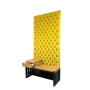 Ławka Metalowa z Panelem Ściennym Pikowanym Cytrynowa Żółcień Siedzisko  Drewno Lite LPPK-52 Rozmiary od 50 cm do 100 cm