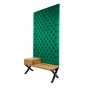 Ławka Metalowa z Panelem Ściennym Pikowanym Butelkowa Zieleń Siedzisko Drewno Lite LPPK-56 Rozmiary od 50 cm do 100 cm