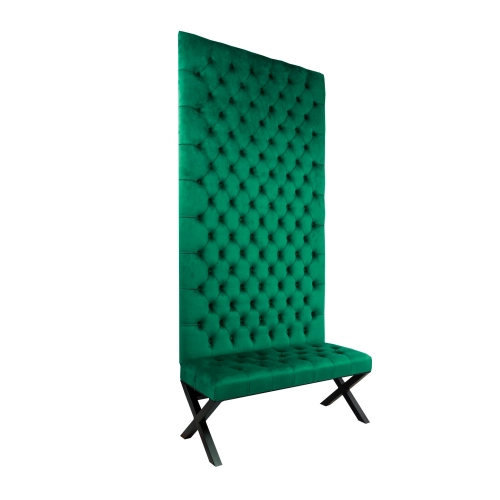 Ławka Metalowa z Panelem Ściennym Pikowanym Siedzisko Pikowane Butelkowa Zieleń LPPK-58 Rozmiary od 50 cm do 100 cm