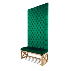 Ławka z Panelem Ściennym Pikowanym Siedzisko Gładkie Butelkowa Zieleń LPPK-6 Rozmiary od 50 cm do 100 cm
