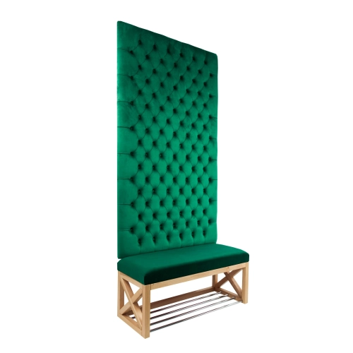 Ławka z Panelem Ściennym Pikowanym Siedzisko Gładkie Butelkowa Zieleń LPPK-6 Rozmiary od 50 cm do 100 cm