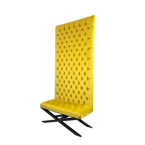 Ławka Metalowa z Panelem Ściennym Pikowanym Siedzisko Pikowane Cytrynowa Żółcień LPPK-61 Rozmiary od 50 cm do 100 cm