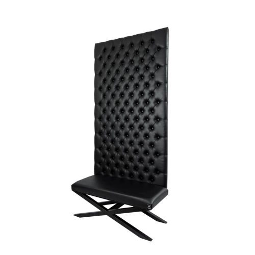 Ławka Metalowa z Panelem Ściennym Pikowanym Siedzisko Gładkie Czarna Ekoskóra LPPK-62 Rozmiary od 50 cm do 100 cm