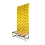 Ławka Metalowa z Panelem Ściennym Pikowanym Cytrynowa Żółcień Siedzisko Drewno Lite LPPK-63 Rozmiary od 50 cm do 100 cm