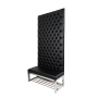 Ławka Metalowa z Panelem Ściennym Pikowanym Siedzisko Gładkie Czarna Ekoskóra LPPK-65 Rozmiary od 50 cm do 100 cm
