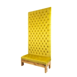 Ławka z Panelem Ściennym Pikowanym Siedzisko Pikowane Cytrynowa Żółcień LPPK-67 Rozmiary od 50 cm do 100 cm