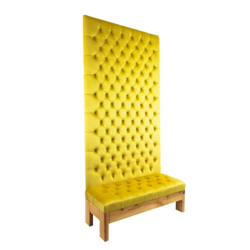 Ławka z Panelem Ściennym Pikowanym Siedzisko Pikowane Cytrynowa Żółcień LPPK-67 Rozmiary od 50 cm do 100 cm